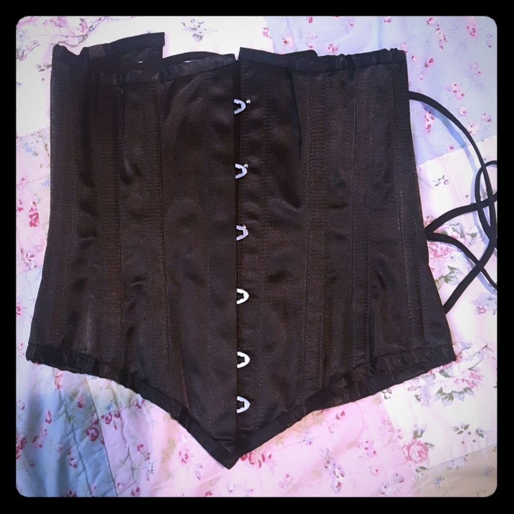 Black satin corset
